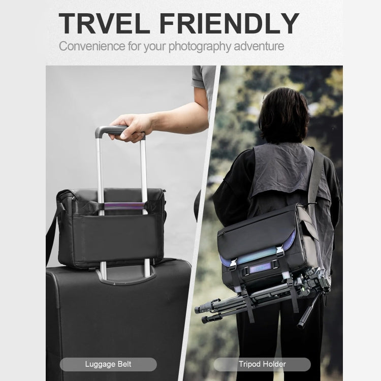 Cwatcun D85 Camera Bag Side Quick Access Camera Messenger Case Water-resistant Bag, Size:32 x 14 x 24cm Medium(Black)
