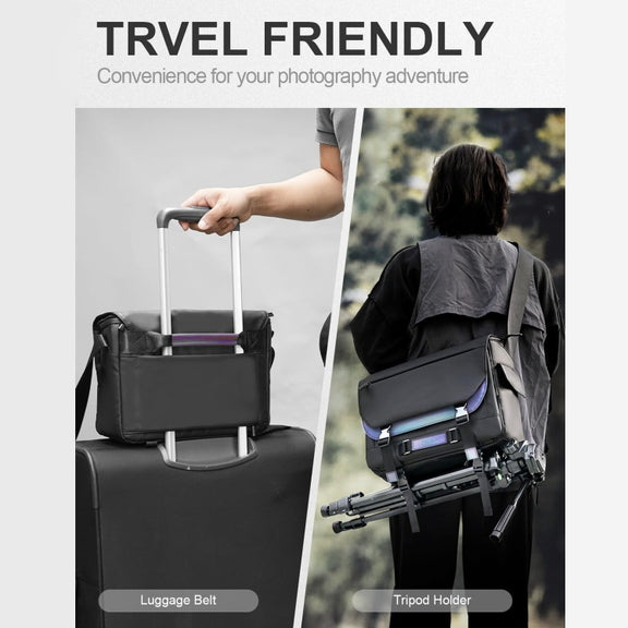 Cwatcun D85 Camera Bag Side Quick Access Camera Messenger Case Water-resistant Bag, Size:32 x 14 x 24cm Medium(Black)