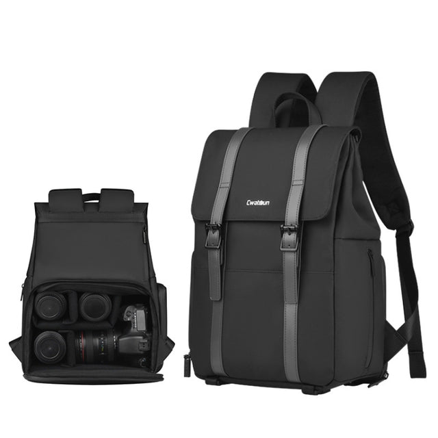 Cwatcun D86 Camera Backpack DSLR Mirrorless Camera Water-resistant Bag, Size:28 x 15 x41cm Small(Black)