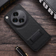 For OPPO Find N3 / OnePlus Open PC + Leather Texture Phone Case with Metal Holder(Black) - Find N3 Cases by PMC TechLife | Online Shopping South Africa | PMC TechLife | Buy Now Pay Later Mobicred