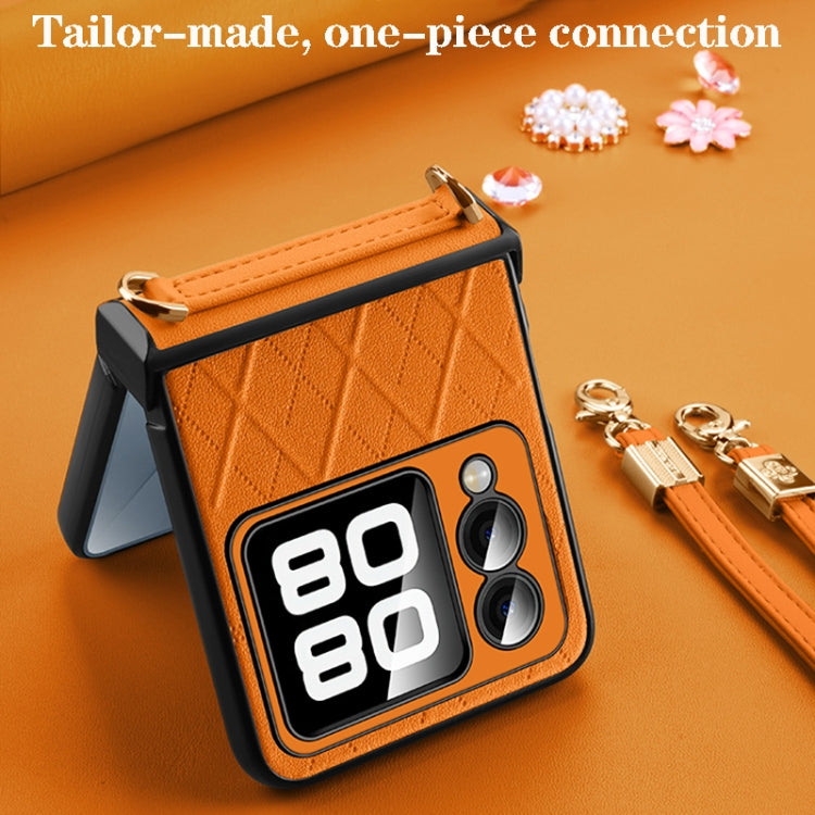 For Huawei nova Flip SULADA Elegant Rhombic Texture Folding Phone Case with Lanyard(Black)