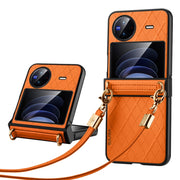 For vivo X Flip SULADA Elegant Rhombic Texture Folding Phone Case with Lanyard(Orange)