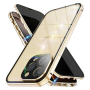 For iPhone 16 Pro Anti-peeping Magnetic Double-sided Tempered Glass Phone Case(Gold)