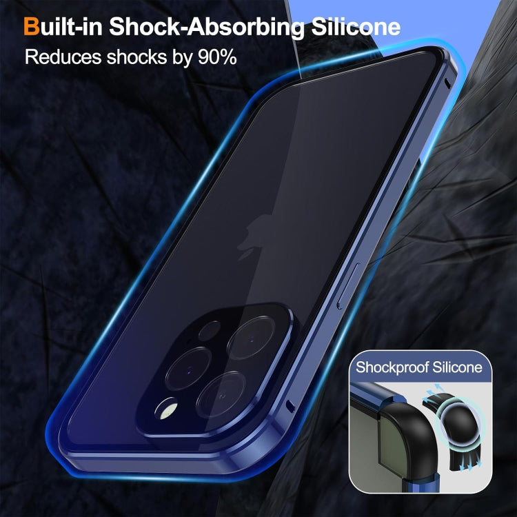 For iPhone 16 Pro Anti-peeping Magnetic Double-sided Tempered Glass Phone Case(Blue)