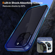 For iPhone 16 Pro Anti-peeping Magnetic Double-sided Tempered Glass Phone Case(Blue)