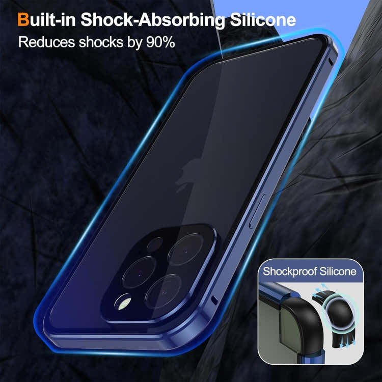 For iPhone 16 Pro Max Anti-peeping Magnetic Double-sided Tempered Glass Phone Case(Black)