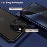 For iPhone 16 Anti-peeping Magnetic Double-sided Tempered Glass Phone Case(Silver)