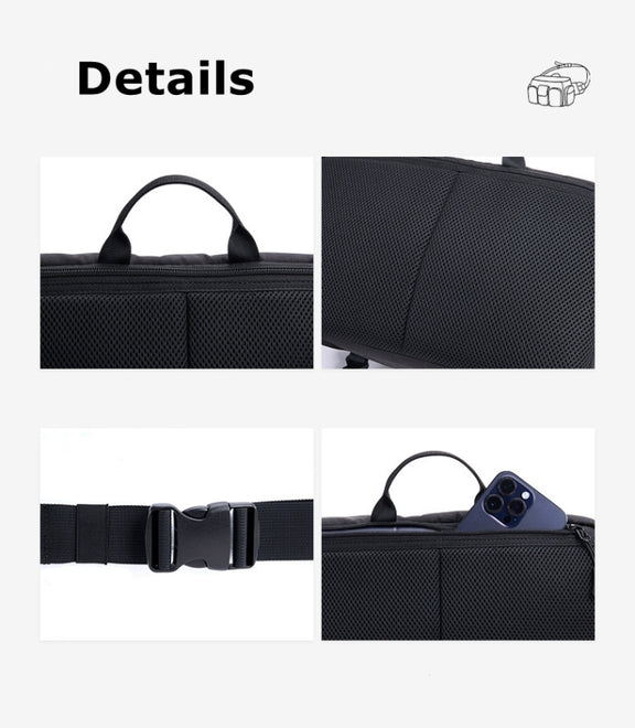 Cwatcun D96 Waist Camera Bag Sling Shoulder Camera Bag, Size:29.5 x 17.5 x 18cm(Black)