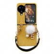 For OPPO Find N3 Flip Plush PC Phone Case with Lanyard(Yellow) - Find N3 Flip Cases by PMC TechLife | Online Shopping South Africa | PMC TechLife