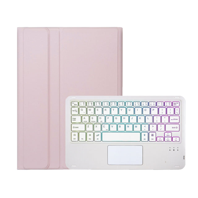 For Samsung Galaxy Tab A9+ X210/X215/X215 A09B-AS Candy Color Touch Backlight Bluetooth Keyboard Leather Tablet Case with Pen Holder(Pink)