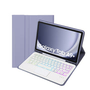 For Samsung Galaxy Tab A9+ X210/X215/X215 A09B-AS Candy Color Touch Backlight Bluetooth Keyboard Leather Tablet Case with Pen Holder(Purple)