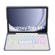 For Samsung Galaxy Tab A9+ X210/X215/X215 A09B-AS Candy Color Touch Backlight Bluetooth Keyboard Leather Tablet Case with Pen Holder(Purple)