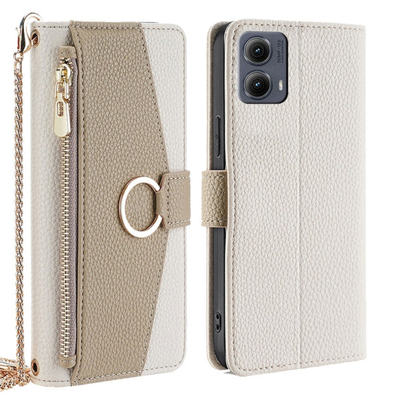 For Motorola Edge 5G 2024 Crossbody Litchi Texture Leather Phone Case(White)