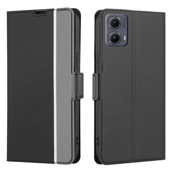 For Motorola Edge 5G 2024 Twill Texture Side Button Leather Phone Case(Black)