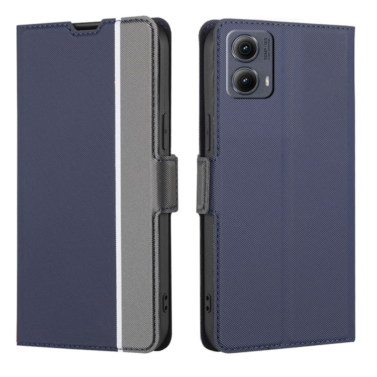 For Motorola Edge 5G 2024 Twill Texture Side Button Leather Phone Case(Blue)