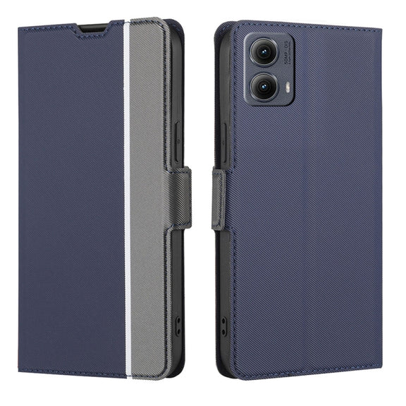 For Motorola Edge 5G 2024 Twill Texture Side Button Leather Phone Case(Blue)