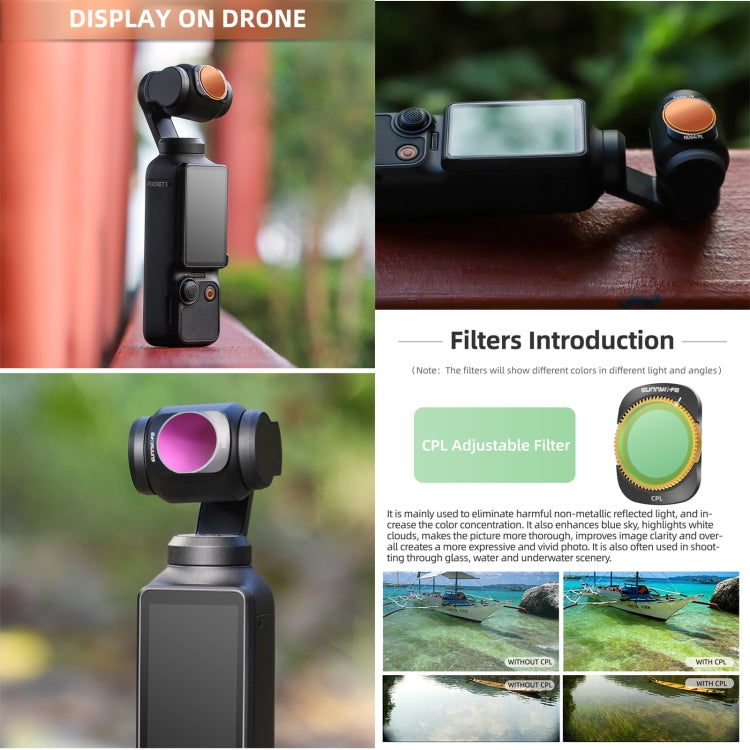 For DJI OSMO Pocket 3 Sunnylife Camera Lens Magnetic Metal Filter, Filter:CPL