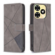 For Tecno Spark Go 2024 / 20C / POP 8 Magnetic Buckle Rhombus Texture Leather Phone Case(Grey) - Tecno Cases by PMC Jewellery | Online Shopping South Africa | PMC Jewellery | Buy Now Pay Later Mobicred