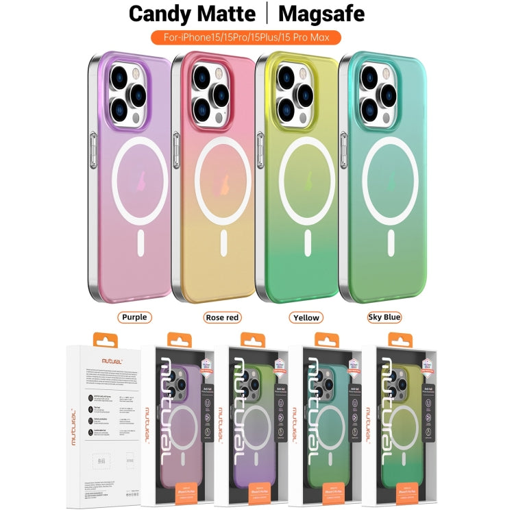 For iPhone 15 Pro Max Mutural MagSafe Magnetic Gradient Phone Case(Yellow)