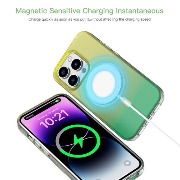 For iPhone 15 Pro Max Mutural MagSafe Magnetic Gradient Phone Case(Yellow)