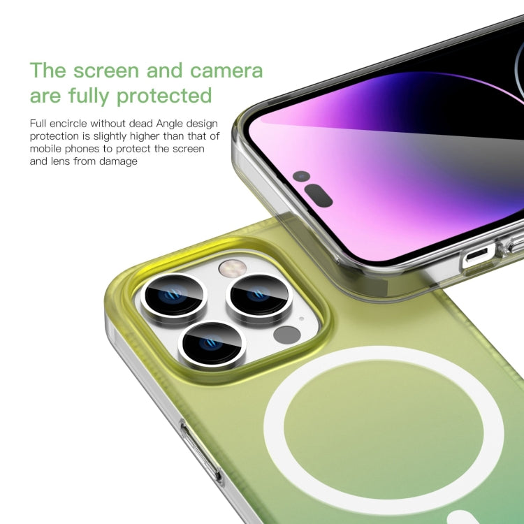 For iPhone 15 Pro Max Mutural MagSafe Magnetic Gradient Phone Case(Yellow)