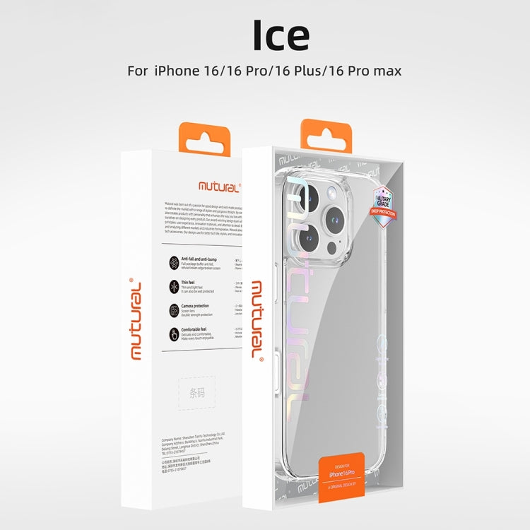 For iPhone 16 Plus Mutural Ice Series TPU Phone Case(Transparent)