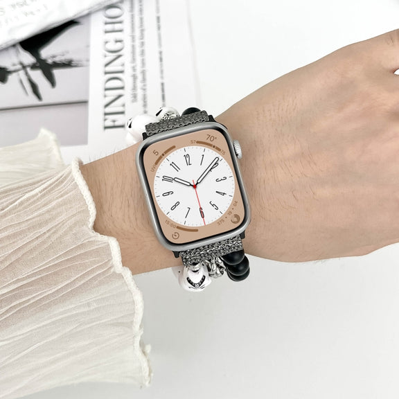 For Apple Watch SE 40mm Skull Beaded Watch Band(White)