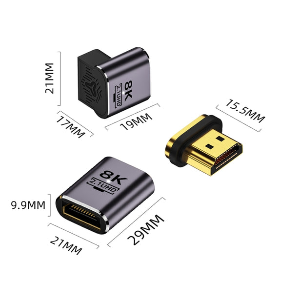 8K 60Hz HDTV to HDTV Magnetic Adapter, 3D Curved Female Vertical Front Side