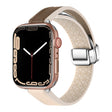 For Apple Watch Series 9 45mm Magnetic Folding Leather Silicone Watch Band(Apricot Brown) - Watch Bands by PMC TechLife | Online Shopping South Africa | PMC TechLife
