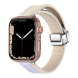 For Apple Watch SE 40mm Magnetic Folding Leather Silicone Watch Band(Starlight Purple) - Watch Bands by PMC TechLife | Online Shopping South Africa | PMC TechLife