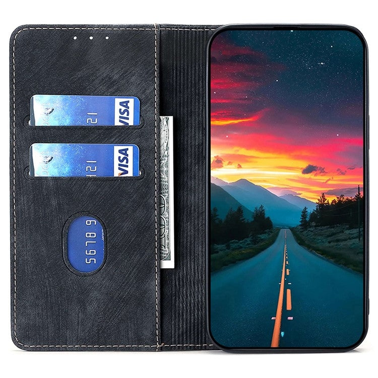 For Motorola Edge 5G 2024 RFID Anti-theft Brush Magnetic Leather Phone Case(Black)