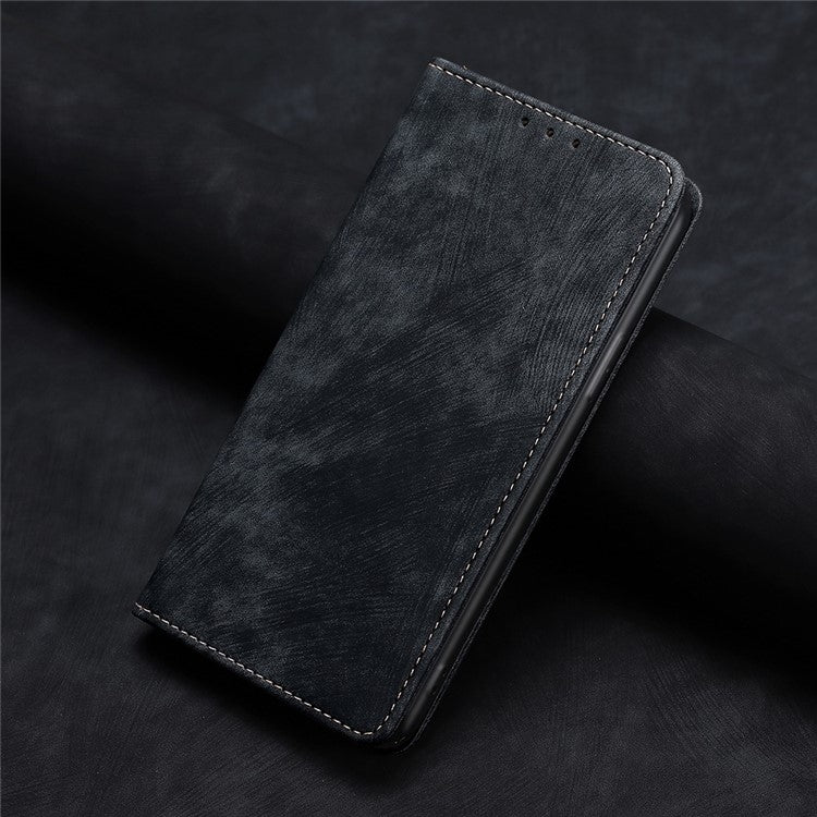 For Motorola Edge 5G 2024 RFID Anti-theft Brush Magnetic Leather Phone Case(Black)