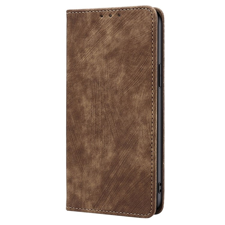 For Motorola Edge 5G 2024 RFID Anti-theft Brush Magnetic Leather Phone Case(Brown)