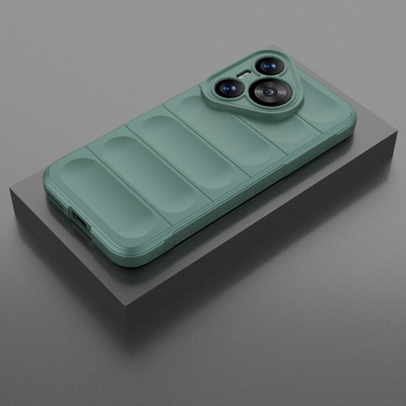 For Huawei Pura 70 Magic Shield TPU + Flannel Phone Case(Dark Green)