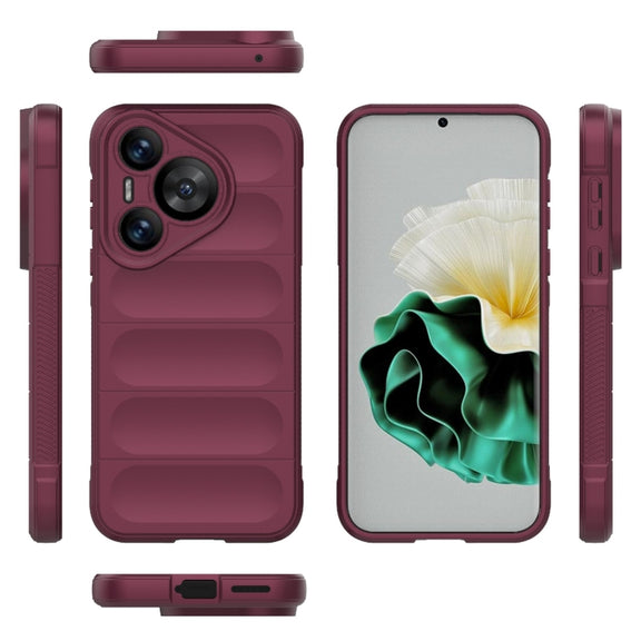 For Huawei Pura 70 Magic Shield TPU + Flannel Phone Case(Wine Red)