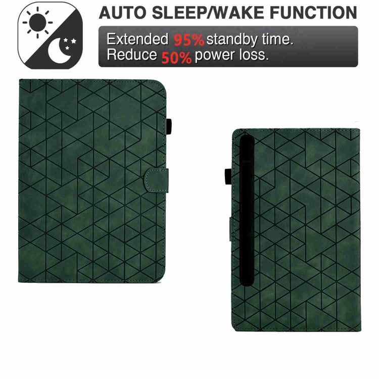 For Samsung Galaxy Tab S9 Rhombus TPU Smart Leather Tablet Case(Green)