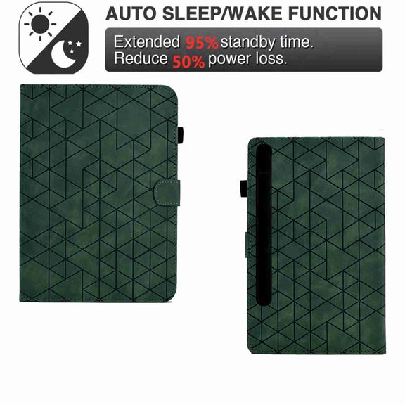 For Samsung Galaxy Tab S9 Rhombus TPU Smart Leather Tablet Case(Green)