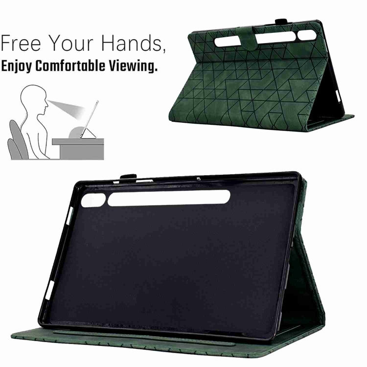For Samsung Galaxy Tab S9 Rhombus TPU Smart Leather Tablet Case(Green)