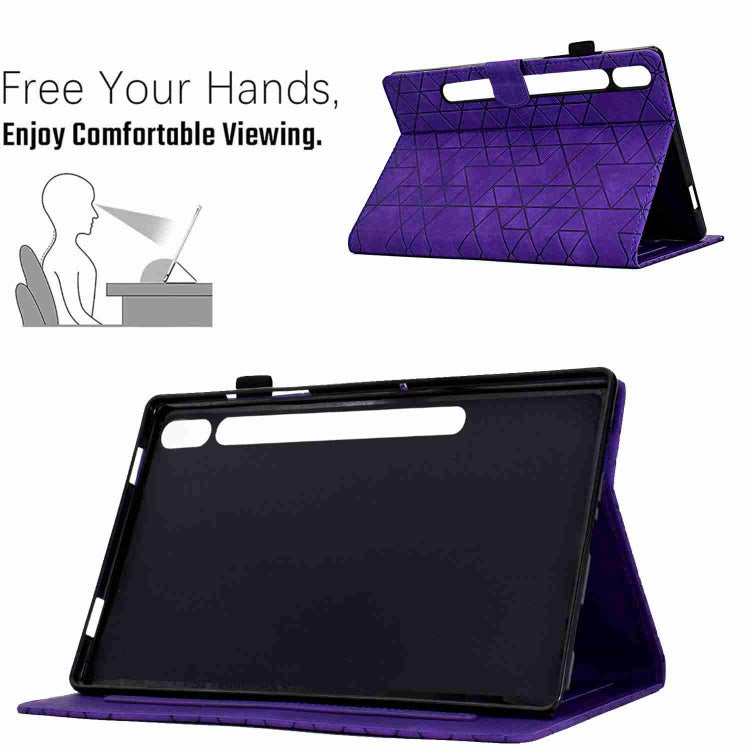 For Samsung Galaxy Tab S9 Rhombus TPU Smart Leather Tablet Case(Purple)