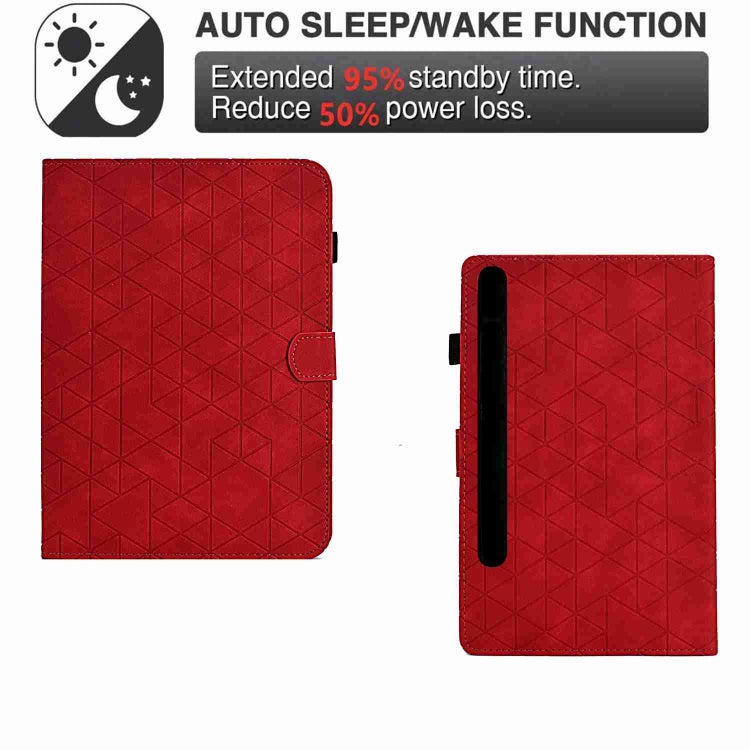 For Samsung Galaxy Tab S9 Rhombus TPU Smart Leather Tablet Case(Red)