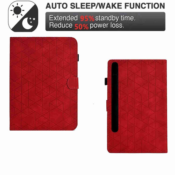 For Samsung Galaxy Tab S9 Rhombus TPU Smart Leather Tablet Case(Red)