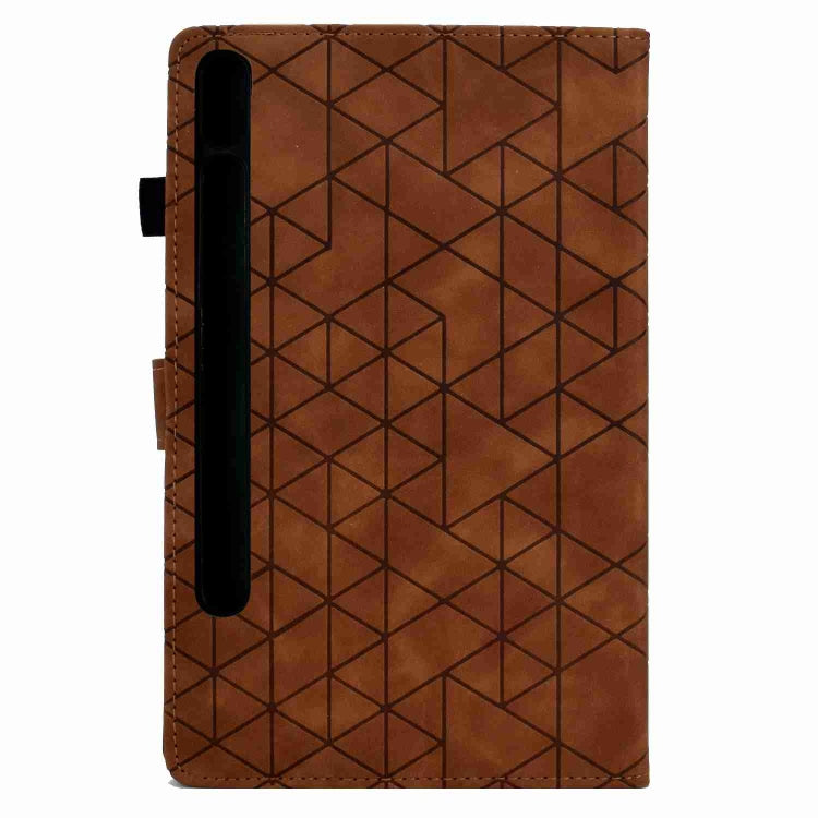 For Samsung Galaxy Tab S9 Rhombus TPU Smart Leather Tablet Case(Brown)