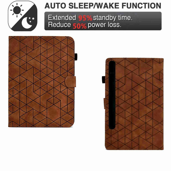 For Samsung Galaxy Tab S9 Rhombus TPU Smart Leather Tablet Case(Brown)