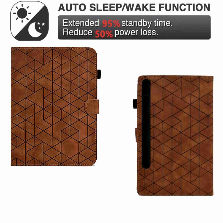 For Samsung Galaxy Tab S9 Rhombus TPU Smart Leather Tablet Case(Brown)