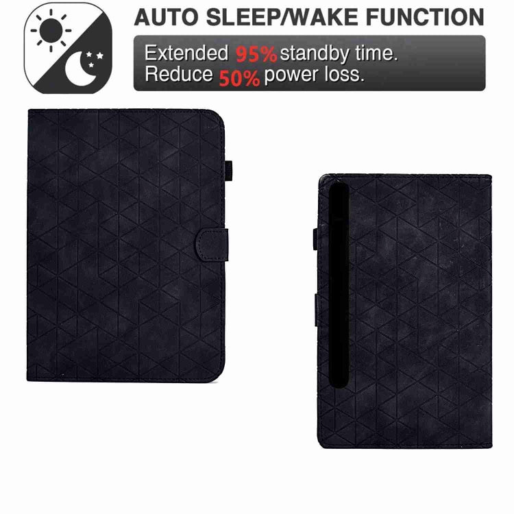 For Samsung Galaxy Tab S9 Rhombus TPU Smart Leather Tablet Case(Black)