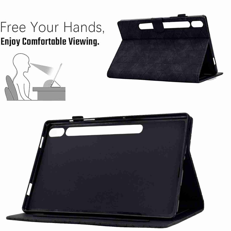 For Samsung Galaxy Tab S9 Rhombus TPU Smart Leather Tablet Case(Black)