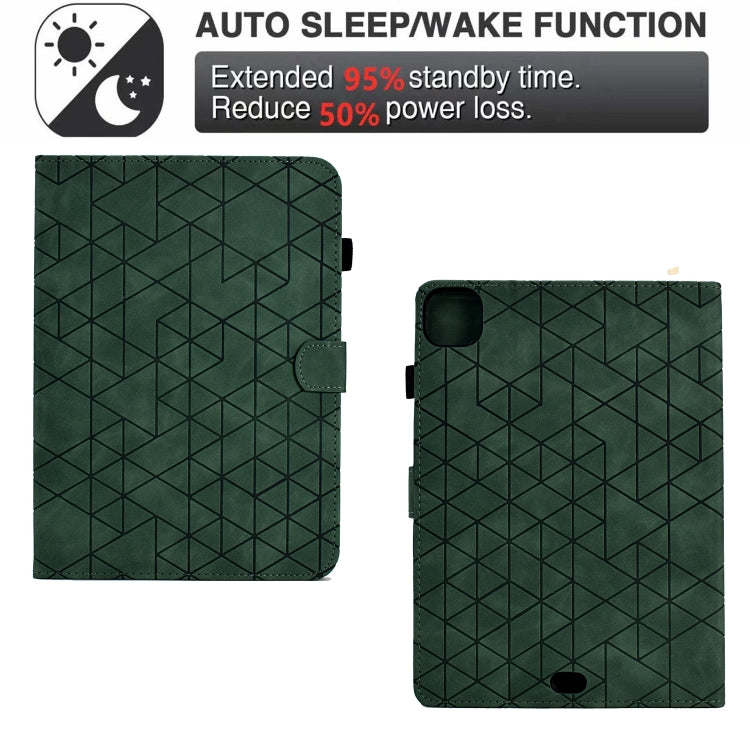 For iPad Pro 11 2024 Rhombus TPU Smart Leather Tablet Case(Green)