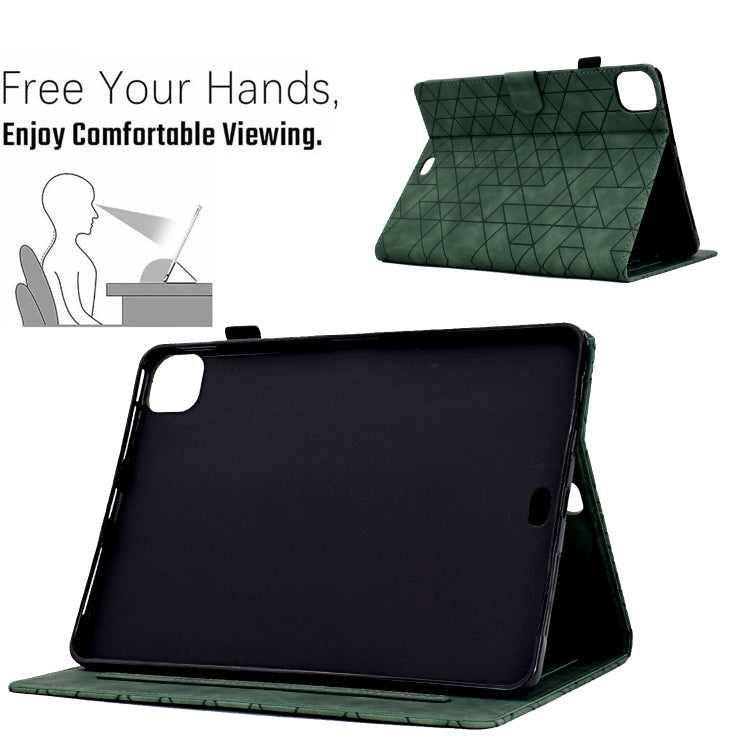 For iPad Pro 11 2024 Rhombus TPU Smart Leather Tablet Case(Green)