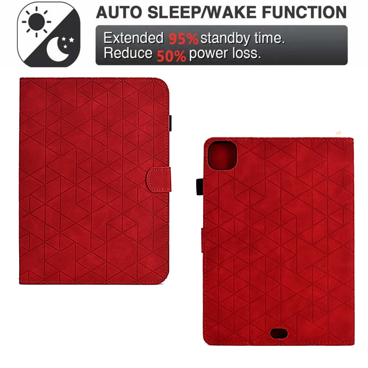For iPad Pro 11 2024 Rhombus TPU Smart Leather Tablet Case(Red)