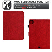 For iPad Pro 11 2024 Rhombus TPU Smart Leather Tablet Case(Red)